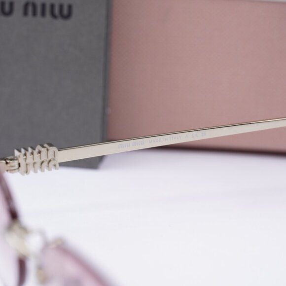 Miu Miu MUA54S ZVN70O Oval Sunglasses – Pale Gold / Clear to Pink main image 8